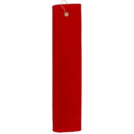 TOWELSOFT Premium 16 inch x 26 inch Velour Golf Towel with Tri-fold Hook & Grommet Placement-Red Golf-GV1201TR-RD